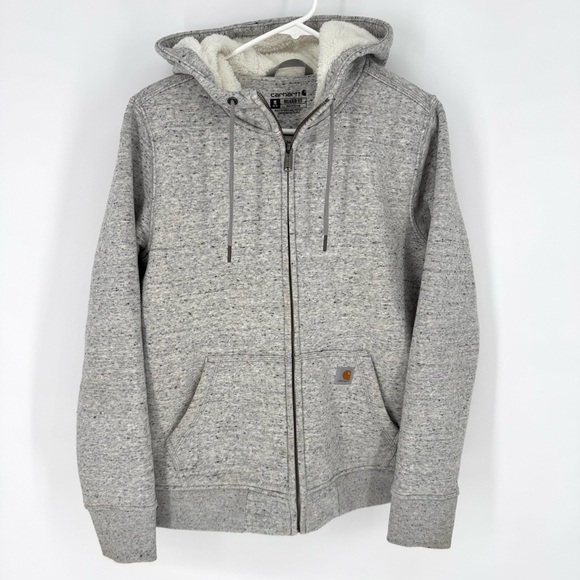 Carhartt Women's Light relax fit Gray Zip-Up fleece lined Hoodie medium - Picture 2 of 8